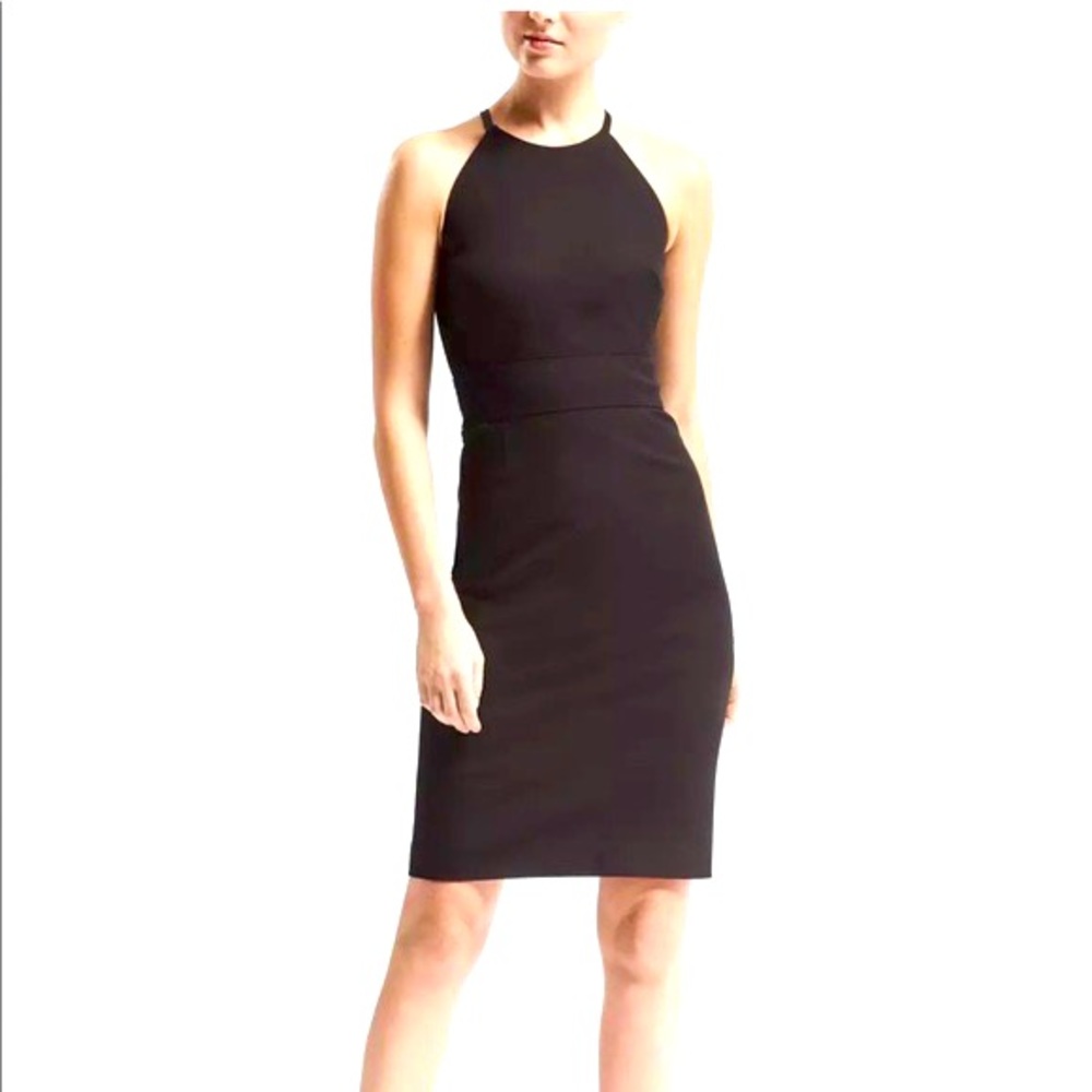 Banana republic bi-stretch racer neck sheath dress